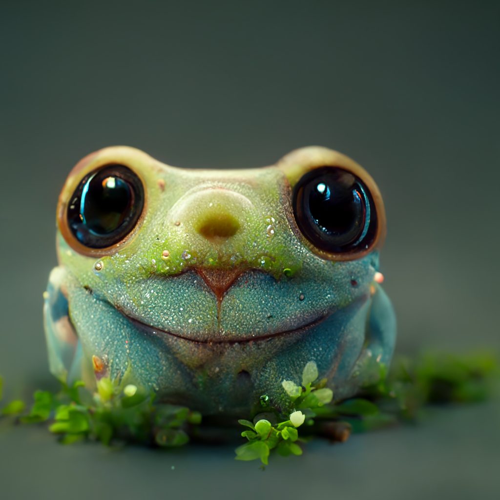 cartone animato di una rana felice