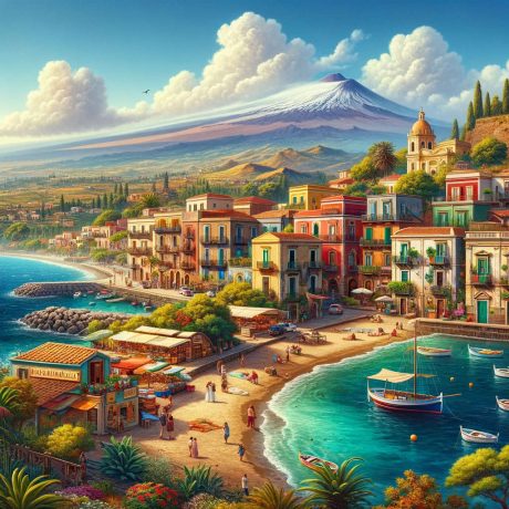 DALL·E-2024-05-29-15.44.10-A-picturesque-scene-of-Sicily-for-a-tour-trip-website-featuring-a-coastal-town-with-colorful-houses-a-beautiful-beach-with-crystal-clear-blue-water